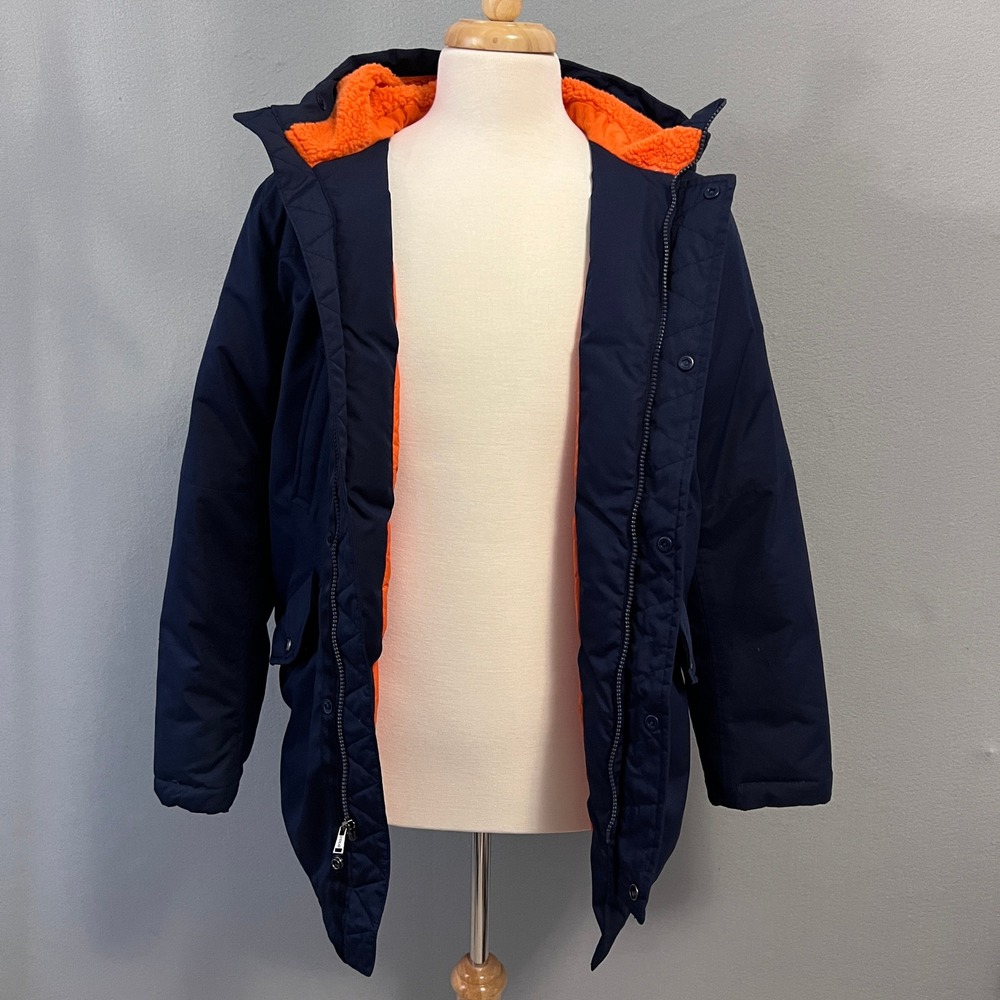 Polo Ralph Lauren Down Parka Boys XL 18-20 Navy Blue Orange Hood Winter Coat